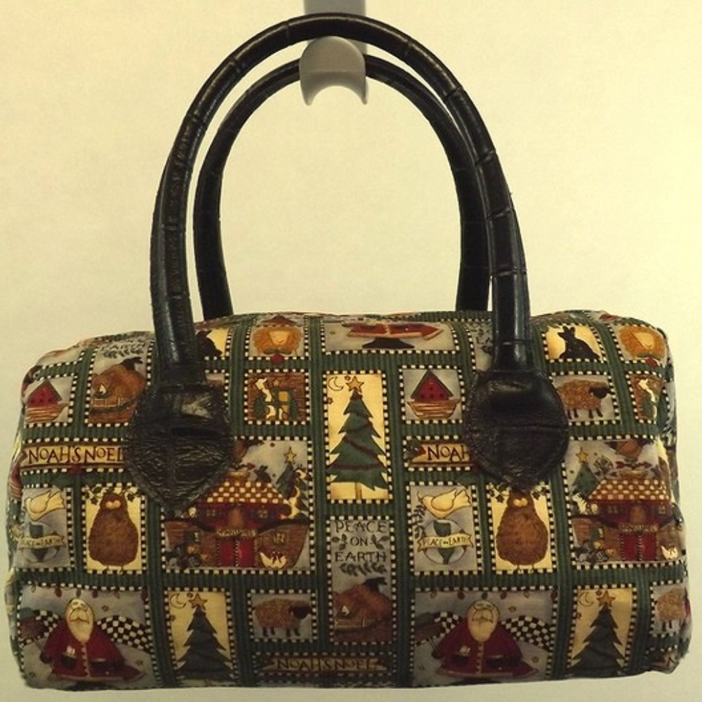 Christmas purse satchel handbag canvas leather